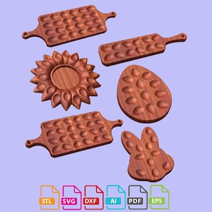 Ahorre un 30% - Paquete de 6 bandejas para huevos rellenos, bandeja de madera, diseñada para enrutador CNC, stl, SVG, DXF, AI, EPS, PDF Archivo digital