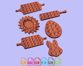 Économisez 30 % - Lot de 6 plateaux à œufs farcis, plateau en bois, conçu pour routeur CNC, stl, svg, dxf, ai, eps, pdf (fichier numérique)