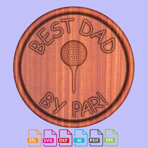 Presente com tema de golfe para o pai Bandeja 3D EDC, Bandeja Catchall, projetada para roteador CNC, stl, svg, Resumo do caminho da ferramenta sugerido incluído. Arquivo digital