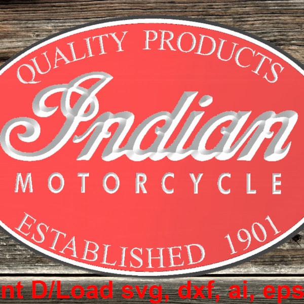 INDIAN MOTORCYCLE Sign files, Designed for CNC router, svg, dxf, ai, eps, pdf