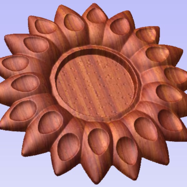 Sunflower Deviled Egg Tray, Wood Tray, Serving Tray, Designed for CNC router, stl, svg, dxf, ai, eps, pdf