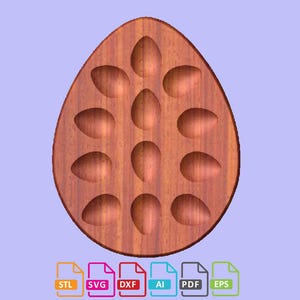 Bandeja para huevos de Pascua rellenos 3D, bandeja de madera, bandeja para servir, diseñada para enrutador CNC, stl, stl, dxf, ai, eps, pdf Archivo digital