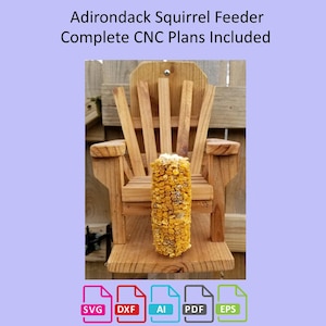 Mangeoire à écureuils pour chaise Adirondack, routeur CNC - Plans de construction faciles inclus ! Construisez à partir d'un piquet de clôture ! Il s'agit d'un fichier numérique pour CNC