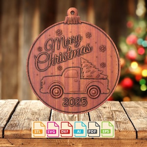 3D Weihnachtsbaum Ornament 2025 Entwickelt für CNC-Fräser, stl, svg, dxf, ai, eps, pdf Digitale Datei