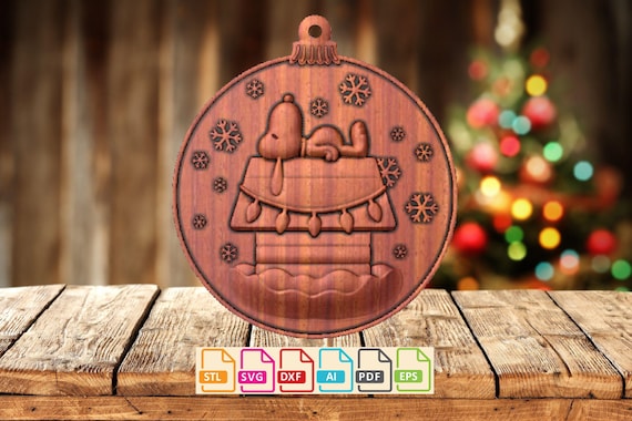 3D "Snoopy" Christmas Ornament, Snoopy 3D Christmas ornament CNC file, Peanuts holiday decoration, CNC carving STL, (Digital File)