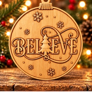 3D "Believe" Christmas Ornament CNC Files (Digital File)