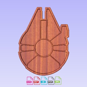 Millennium Falcon-lade, geïnspireerd door Star Wars, ontworpen voor CNC-router, svg, dxf, ai, eps, pdf digitaal bestand