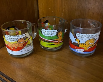Canecas do Garfield do McDonald's, 1978, conjunto de 3