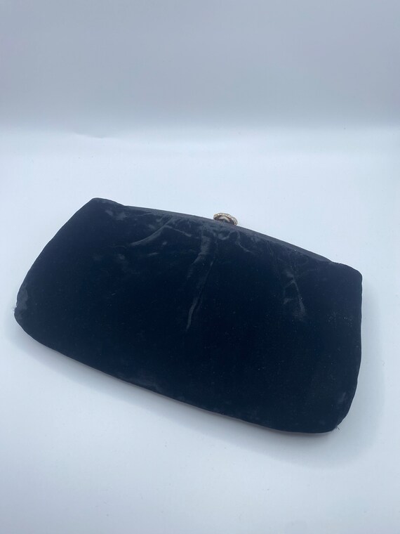 1950s Black Velvet Clutch With Gold Clasp