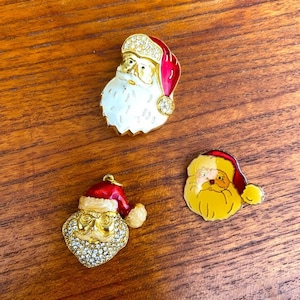 Vintage Santa Christmas Pins and Charm