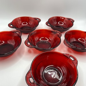 1940s Anchor Hocking Royal Ruby Berry Bowl Set