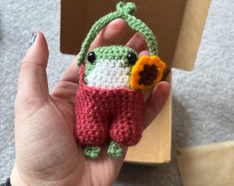 Crochet Frog Buddy- Customisable Bag Charm and Keyring