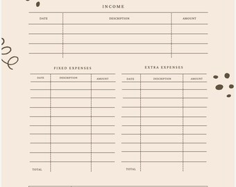 Planificador de presupuesto mensual: Seguimiento de ingresos, gastos y ahorros (Descarga digital)