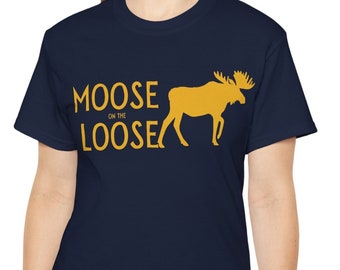 Moose on the Loose Tee Ultra Soft Cotton Trendy Tee  Cool Minimalist design High Quality Water based print unisex sizes Worldwide