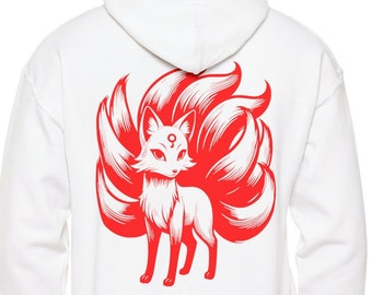 Kitsune Unisex Heavy Blend Backprint Kapuzen-Sweatshirt Trendy Hoodie Sweatshirt Übergroßer Hoodie Anime Hoodie