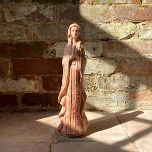 VERY TALL Blush Pink Mary Statue, Unique Mary Figurine, Altar Decoration, Religious Gift, Calming Praying Mary Statue, Goddess Brigid