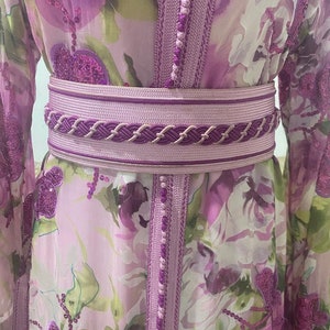 Moroccan Kaftan Takchita worked in Sfifa 2 pieces, silk thread belt | ceremonial clothing | wedding dress | spring | gift
