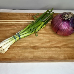 Homemade Hardwood Cherry Cutting Board, Thick Cherry Cutting Board Striped with Maple - 13.5” x 9” x 1 1/4”, Wooden Kitchen Essential