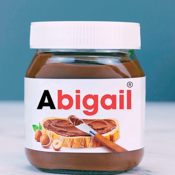 Pegatina personalizada de tarro de Nutella, etiqueta de nombre personalizada, idea de regalo única, decoración de cocina, accesorio de tarro personalizado, pegatina de vinilo, etiqueta de nombre de tarro