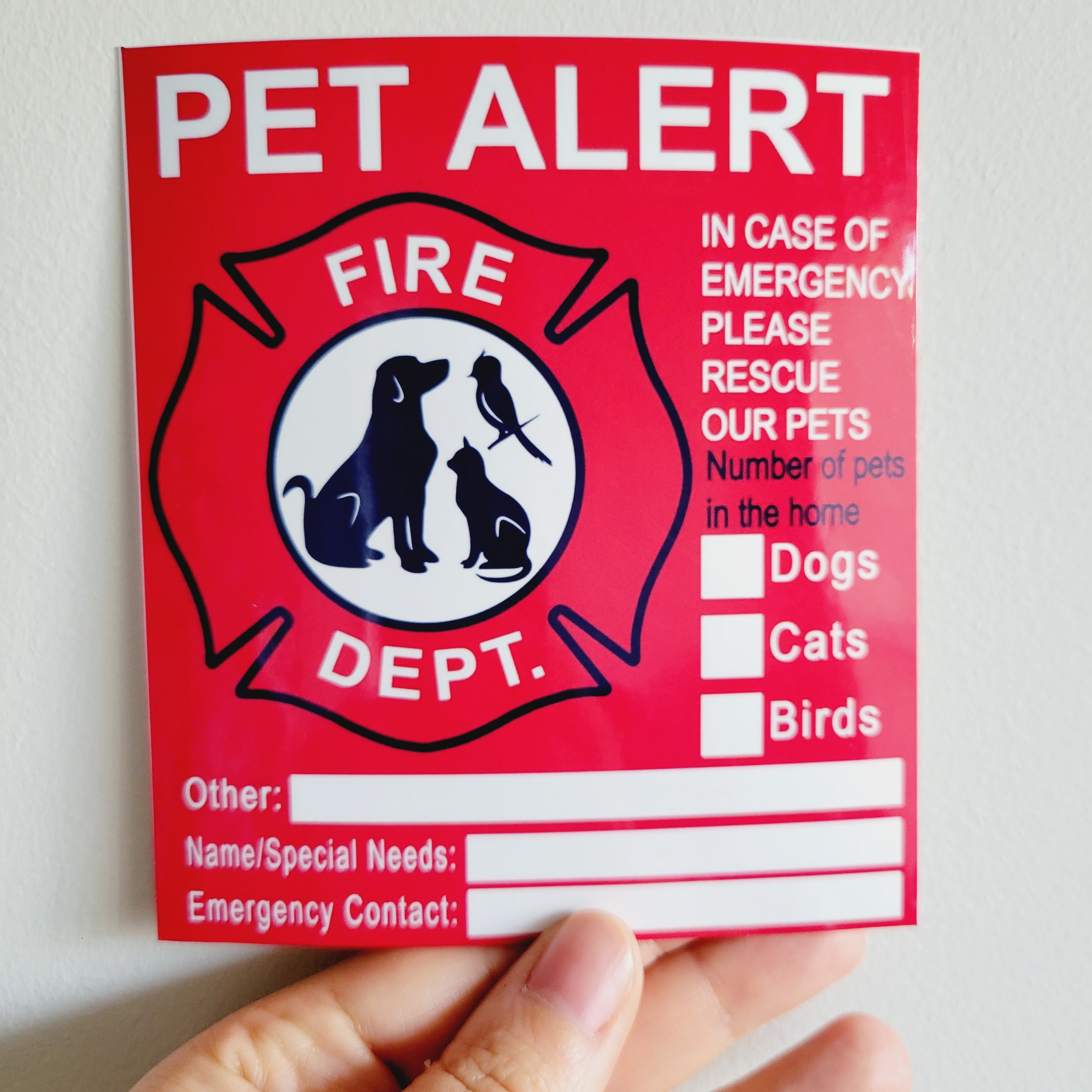 Ppl Alert Sticker Pet Alert Sticker - 2 Pack Emergency Pet Rescue Sign for Doors ...