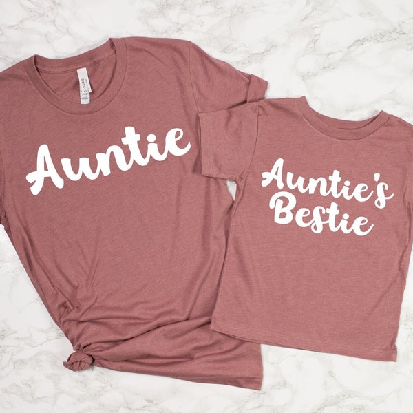 Auntie and Auntie's Bestie Personalized Matching Set, Aunt and Niece Shirts, Gift For Nephew, Family Best Matching Set, Mother's Day Shirt