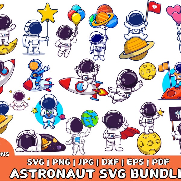 Astronaut Svg Png Bundle, Astronaut with rocket svg, kid astronaut svg, Universe Svg, Spaceman svg, Space SVG