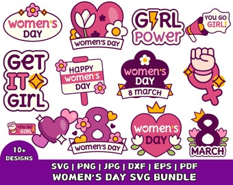 Womens Day Bundle Svg, 8th March Women's Day Svg, International Women's Day Svg, Women Power Svg, Strong Woman Svg, Girl Boss Svg