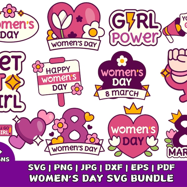 Womens Day Bundle Svg, 8th March Women's Day Svg, International Women's Day Svg, Women Power Svg, Strong Woman Svg, Girl Boss Svg