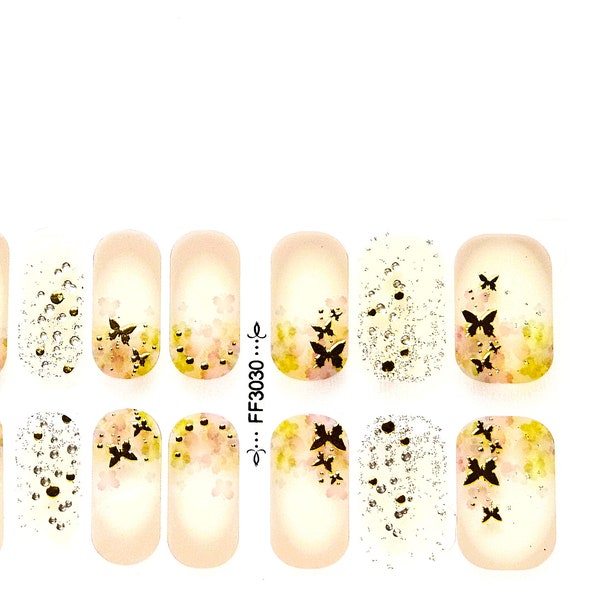 Butterfly Gold; Delicate and Subtle/gel nail wraps/nail wraps/nail strips/nail armor/pretty nails