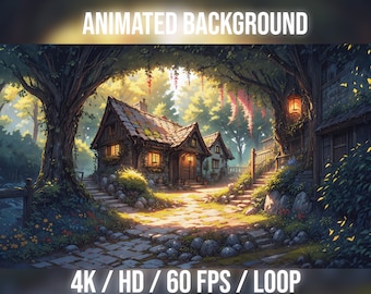 Animated Background Medieval House | Forest | Woods | for Vtuber, Twitch or Streamers. , stream background, HD & 4K / loop