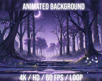 Animated Background Mystical Forest | Magical | Forest | Purple |  for Vtuber, Twitch or Streamers. , stream background, HD & 4K / loop