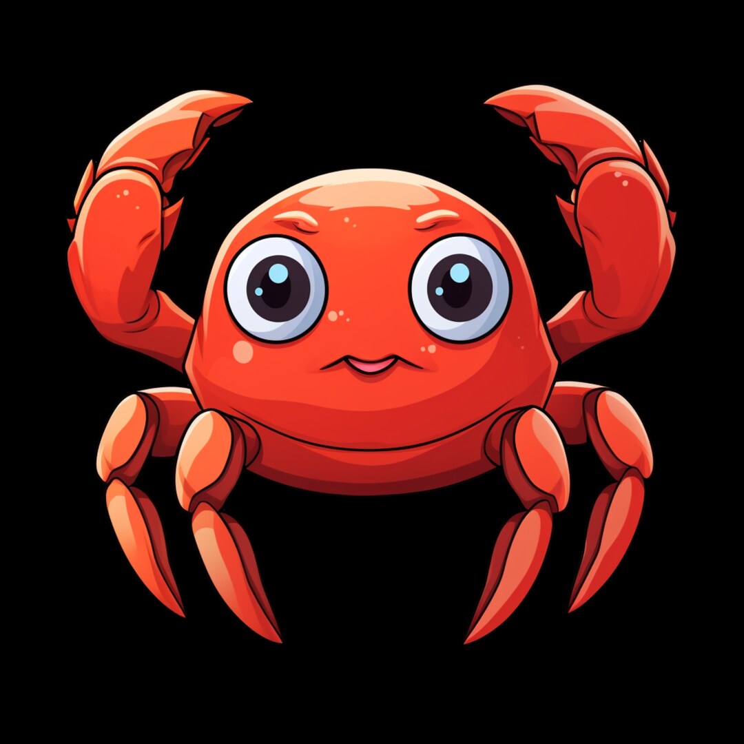 Crab Stickers 10x digital Cute, Cartoon Style Etsy