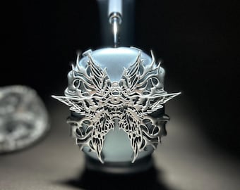AirPods Max Covers — Seraphim Angel Wings Chrome | Sculptural metallic shells, snap-on fit