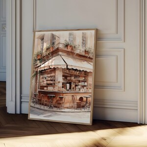European Cafe Print, Cafe Art, Cozy Wall Art, Bakery Painting, Living Room Decor, Digital Prints, Wall Art