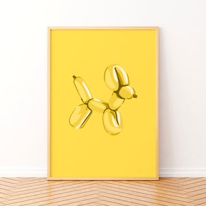 Animal Art, Retro Print, Trendy Art, Dorm Decor, Digital Prints, Girly Print, Kids Room, Balloon Wall Art, Yellow Art, Wall Art