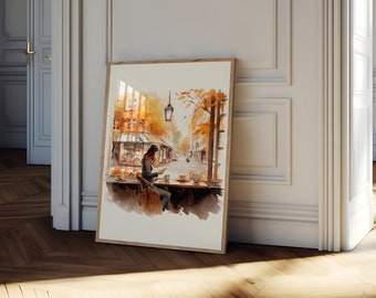 Autumn Art Print, Fall Painting, Fall Wall Art, Digital Prints, Autumn Wall Print, Living Room Decor, Wall Art