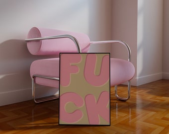 Fuck Typography Print, Sassy Wall Art, Typography Art, Digital Prints, Dorm Decor, Dorm Wall Art, Preppy Wall Art, Retro Wall Art, Wall Art