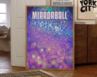 Mirrorball Art, Swift Art, Folklore Art, Digital Prints, Retro Trendy Wall Art, Music Art, Glitter Art, Wall Art, Wall Decor