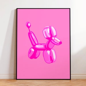 Animal Art, Retro Print, Trendy Art, Dorm Decor, Digital Prints, Girly Print, Balloon Wall Art, Kids Art, Pink Art, Wall Art