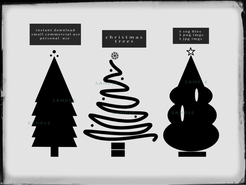 Christmas Tree SVG, Holiday Clipart, Hand Drawn Trees, Christmas Tree