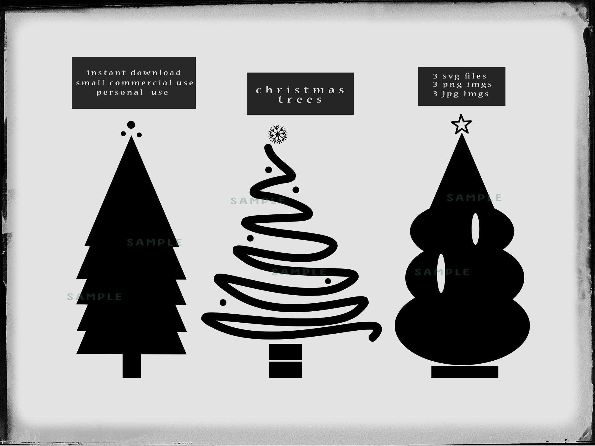 Christmas Tree SVG, Holiday Clipart, Hand Drawn Trees, Christmas Tree