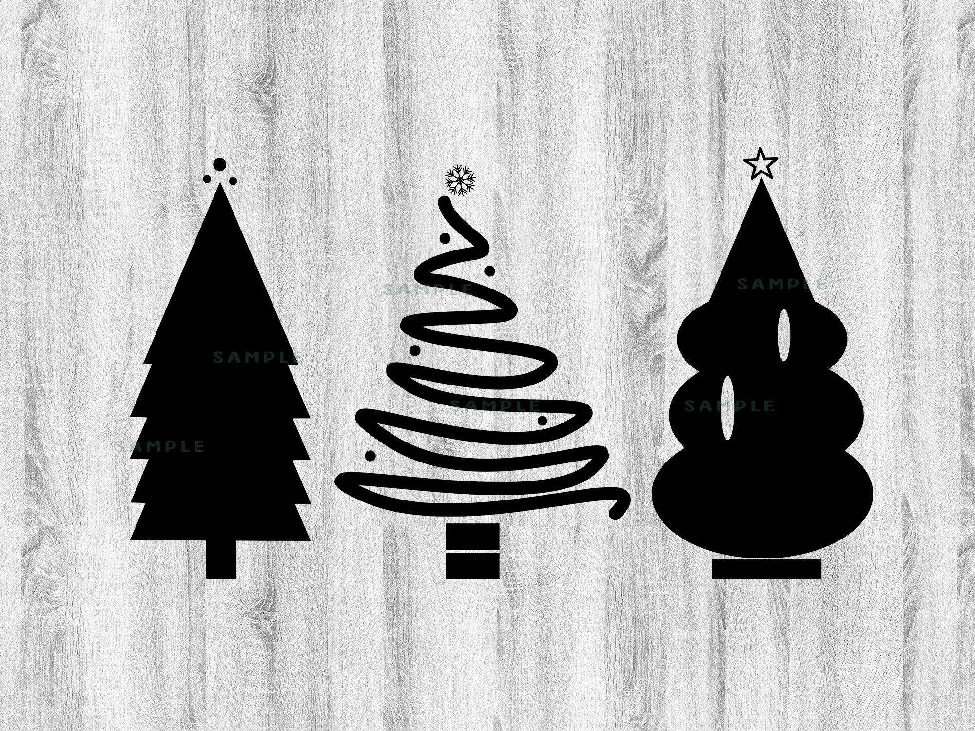Christmas Tree SVG, Holiday Clipart, Hand Drawn Trees, Christmas Tree