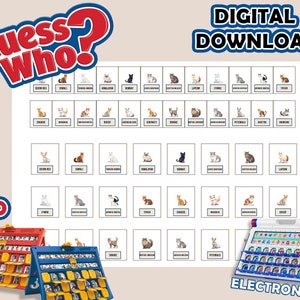 CAT LOVERS V2 Devinez qui ? 2.0 | Cartes d’insertion imprimables | Téléchargement numérique | Imprimer à la maison | Devinez qui cartes | Jeux de société | École de bricolage