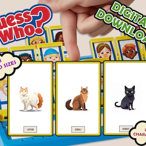 Amoureux des chats V2 Devinez qui ? | Cartes d’insertion imprimables | Téléchargement numérique | Imprimer à la maison | Devinez qui cartes | Jeux de société | Jeu de bricolage | Cadeau