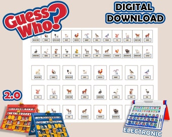 Farm Animals Guess Who? 2.0 | Printable Insert Cards | Digital Download | Print At Home | Guess Who Cards | Party Games | DIY Guess Who Gift