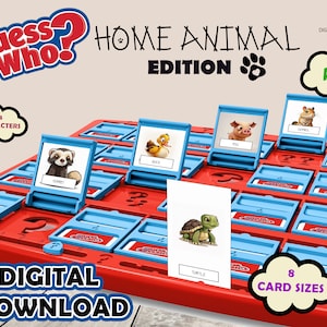 Home Animal Guess Who? | Printable Insert Cards | Digital Download | Print At Home | Guess Who Cards | Party Games | DIY Guess Who | Gift