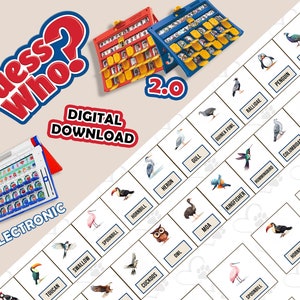 BIRDS Guess Who? 2.0 Printable Insert Cards | Digital Download | Print At Home | Guess Who Cards | Party Games | DIY Guess Who Gift