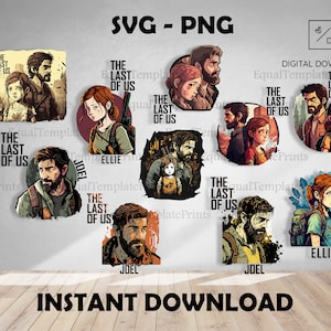 10 x BUNDLE The Last Of Us SVG | sticker | Printable | Playstation Game | Download | Cartoon Sticker | Ellie Joel | movie clip art