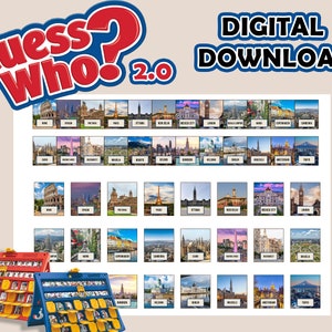 CAPITALS V1 Guess Who? 2.0 Printable Insert Cards | Digital Download | Print At Home | Guess Who Cards | Party Games | DIY Guess Who Gift