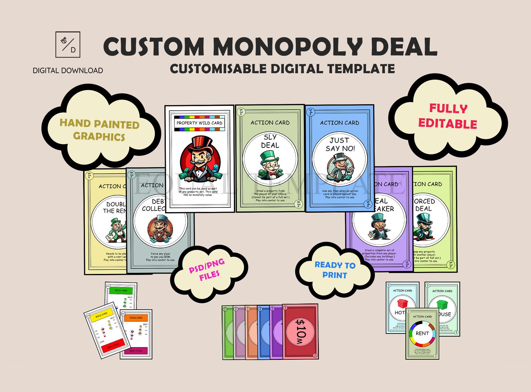 Monopoly Deal Template | Custom Monopoly Template | Download | Fully ...